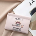 Pink portable makeup pouch with cartoon girl print and automatic closing metal shrapnel - Pink - Endless Good Luck