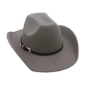 Chapeau fedora en feutre gris avec bande en cuir noir et boucle en métal argenté élégant - Gris (Ceinture en cuir et boucle argentée)