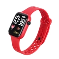 Red LED digital sports watch with breathable silicone strap showing heart rate and steps - Red
