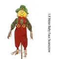 Cute 1.8m tall Halloween scarecrow decoration with pumpkin face and floral shirt - Doll Face Scarecrow / 1.8m