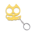 Golden cat-shaped self-defense keychain with dual finger holes and metal ring - Justice Cat Yellow (K00633-07)
