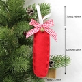 Red felt Christmas tree ornament with checkered bow and bell including size measurements - I-Bell