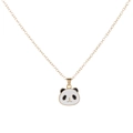 Fashionable gold chain necklace featuring a cute black and white enamel panda pendant - Panda Face Style (A3315-4)