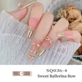 Pink and gold ballet bow press-on nails with 3D pearls and metallic accents - Gold Bowknot