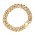 Gold-plated iced out Cuban link bracelet for men and women with shimmering rhinestones - 8inch(20cm) / Gold Bracelet