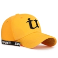 Bright yellow baseball cap with black U embroidery and sports ribbon detail - Adjustable / Yellow