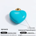 Green turquoise heart pendant in 18k gold plated stainless steel, 11.1mm size - Turquoise Heart Pendant (PJ91047D) / 1 Piece / Sky Blue