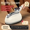 Portable cream handheld garment steamer with metal trim for efficient fabric ironing - US Plug / White
