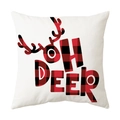 Funda de cojín navideña con texto Oh Deer y astas de alce en cuadros rojos y negros - Estilo 25 / 45x45 cm