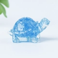 Blue crystal turtle figurine with ice crackle texture for tabletop decoration - 35 Aquamarine