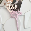 Macro del topper per torta 'love' in acrilico oro rosa a specchio con glitter rosa - Glitter Rosa e Oro Rosa - Fiore Love