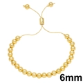 Adjustable 6mm gold beaded hip-hop bracelet with drawstring closure and metal beads - 6mm