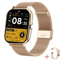 Y13 Smart Watch with 1.83-inch screen, gold Milanese strap, and extra silicone band - Dual Straps (Steel + Silicone) / Gold