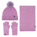 Three-piece winter knit set with beanie, scarf, and gloves in purple waffle pattern - 317 Purple 3-Piece Set (Checkerboard Pattern)