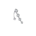 Silver stainless steel navel ring with four dangling clear cubic zirconia stones - XY-21 Four Decreasing Round Zirconia