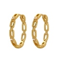 S925 silver chain link hoop earrings in gold finish with sparkling zircon accents - Gold (Style F)