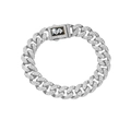 Bracciale cubano argento con diamanti e chiusura con segno del dollaro su fondo bianco - Bracciale d'Argento