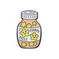 Καρφίτσα σμάλτου με μπουκάλι Happy Pills γεμάτο με κίτρινα αστέρια που χαμογελούν - Στυλ Θεραπευτικό Αστέρι HAPPY PILLS (XZ8603)