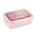 Boîte à lunch bento rectangulaire rose micro-ondable avec couvercle et couverts roses - Rose [Couvercle Translucide]