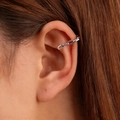 Ear cuff de plata de doble capa con diseño minimalista de eslabones de cadena - Estructura de Cadena Minimalista - Plateado (WG-1403)