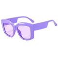 Chic purple square frame sunglasses with thick temples and translucent tinted lenses - Purple Frame / Purple Lens