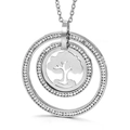 Silver hollow tree of life pendant necklace with double-layered crystal pavé rings - Steel Color (Tree of Life/Double Ring Rhinestone)