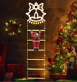 Climbing Santa Claus on LED ladder with glowing bell for Christmas festive wall decoration - Bell [Warm Light]