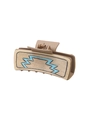 Pinza per capelli rettangolare kaki con toppa in tessuto a fulmine blu stile western - Stile Fulmine Blu Cachi (90143)