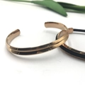 Rose gold C-shaped open bangle bracelet with black enamel inlay for men and women - V-Shape Rose Gold