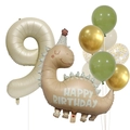 Matte cream number 9 balloon with cartoon dinosaur and latex balloons for birthday decor - Number 9 Style