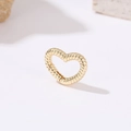 Golden heart-shaped metal connector with twisted texture and spring clasp for jewelry - Heart Twist (H-9196) / 14K Gold