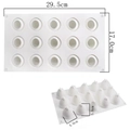 15-cavity white silicone mold for banana mousse and pudding with detailed dimensions - 15-Cavity 3D Strawberry