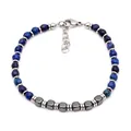 Men's natural lapis lazuli beaded bracelet with hematite cubes and lobster clasp - Lapis Lazuli (B043)