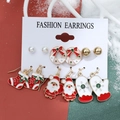 Set di orecchini natalizi con motivi di Babbo Natale e pupazzo di neve in vivace rosso e oro - Modello 02 A-1404
