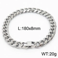 Bracelet chaîne cubaine argentée 180x8mm en acier titane pour hommes et femmes chic - Style A 8mm 180mm(KB165920-ZZ)