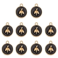 10er-Set schwarze Emaille-Bienenanhänger mit Goldrand für DIY-Schmuckherstellung - Schwarz