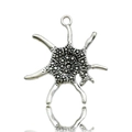 Silver Tibetan octopus pendant charm with textured details and wave-like tentacles - Antique Silver Starfish/Sun 30x33mm