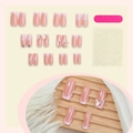 Pink press-on nails set with 3D butterflies and heart patterns on long square tips - Pink Gradient Butterfly Heart Style (Boxed)(XE-94-38)