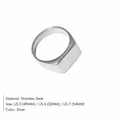 Minimalistische zilveren roestvrijstalen zegelring voor dames met geometrisch ontwerp - US 5 / Vierkante Zegel Stijl (YJ35609) / Zilver
