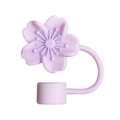 Tapón de silicona flor de cerezo morado claro para pajitas Stanley de 10mm de ancho - Flor de Cerezo Morado Claro