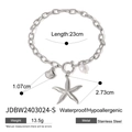 Silver stainless steel ocean bracelet with starfish, shell and pearl charms - Silver JDBW2403024-S