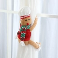 Gingerbread man curtain tieback in red knit sweater with striped scarf and chef hat - 21*41*12cm / Red Hugging Gingerbread Man