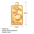 Gold stainless steel rectangle pendant with sun, moon, and star embossed design - SS0036 THE STARS Tarot Card