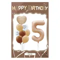 Number 5 cream birthday balloon set with heart and latex balloons in earth tones - FG55 Morandi Series Number 5 + Heart