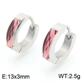 Silver square pink zircon huggie hoop earrings featuring a polished 13x3mm design - Silver-Pink Style(KE118303-TGD)
