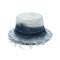 Detail shot of blue gradient denim bucket hat showing the frayed edge texture and fabric - M (56-58cm) / Blue White Gradient
