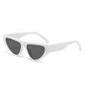 Fashionable white cat eye sunglasses with black lenses and gold square hinge detail - White Frame Dark Grey Lens