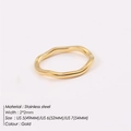Irregular wavy gold stainless steel ring with 2mm width available in US sizes 5 6 7 - US5 / 2MM Irregular Wave Ring / Gold