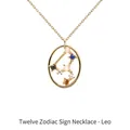 S925 sterling silver Leo zodiac necklace with colorful crystals in gold finish - Leo