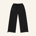 Pantalón paracaídas negro clásico con cordón y detalle de logotipo de flor de cruz - S / Negro Salvaje